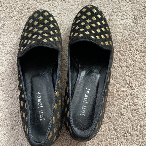 Jon Josef G-Emblem Loafer Black Velvet Jon Josef Black Gold Diamond Embroidered Loafers Size 8.5 Smoking Loafers Spain
